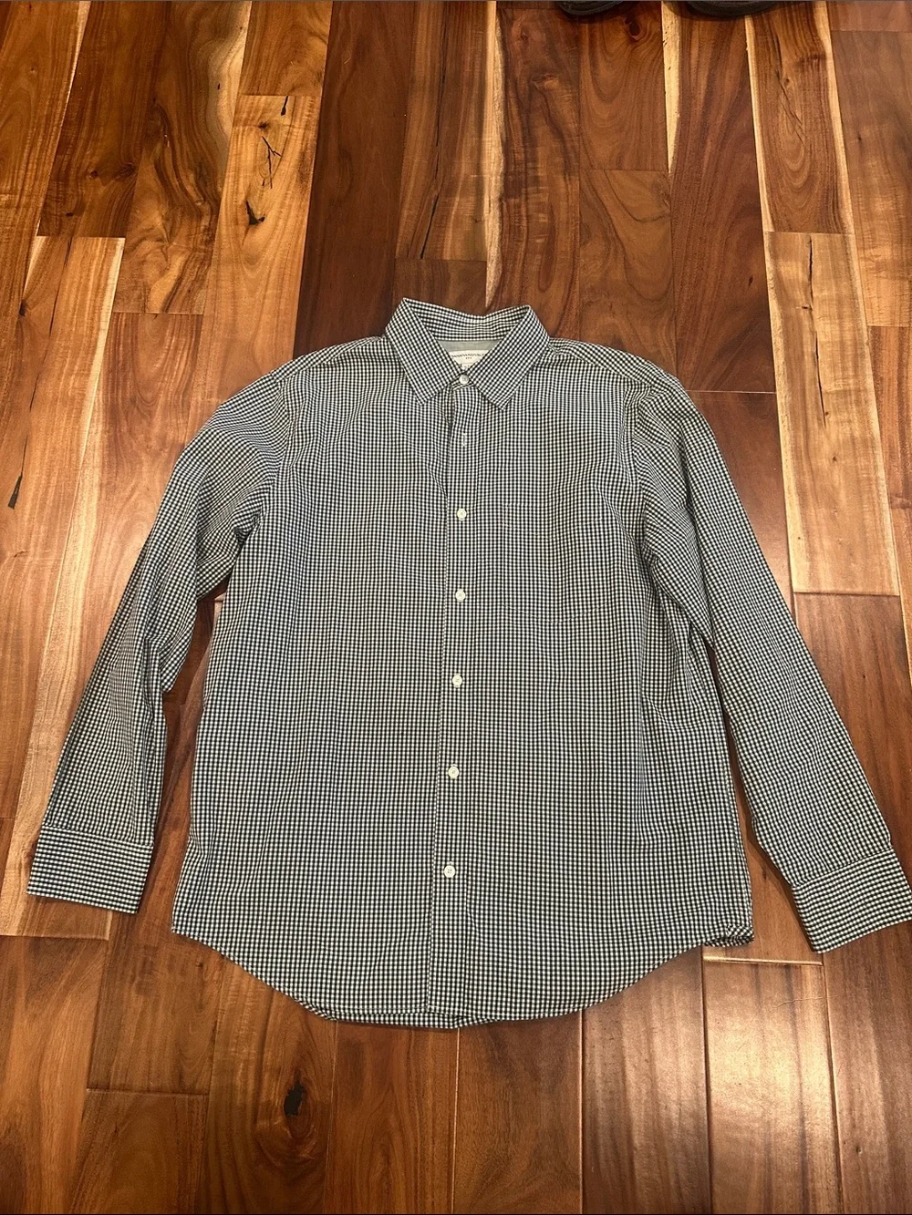 Men’s Banana Republic Forrest Green and White Gingham Dress Shirt